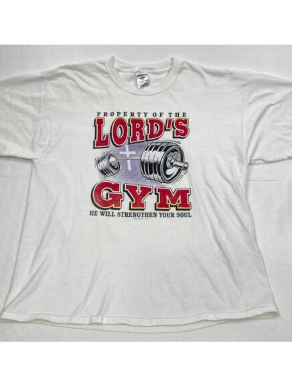 Vintage Lord’s Gym His Pain Your Gain Religious Graphic T-Shirt Men's XL